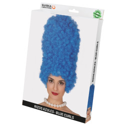 Modrá kudrnatá paruka 40 cm (v krabičce)
