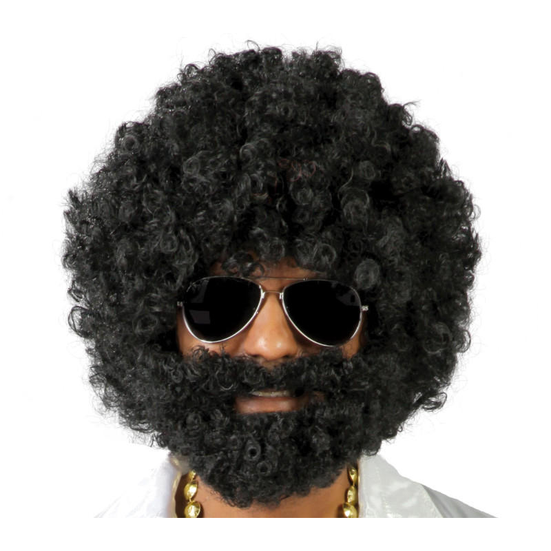Čierna afro parochňa s bradou