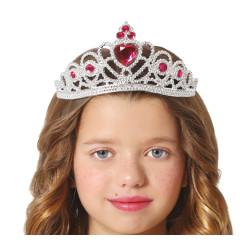Stříbrná čelenka s červeným srdcem, dětská