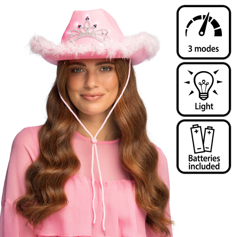 LED klobouk Růžový bandita