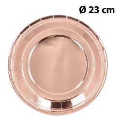 Sada 6 papierových tanierov ružovo zlatých (23 cm)