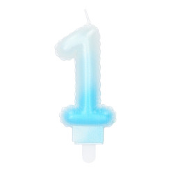 Svíčka číslice '1' pastelová s držákem (4 druhy)