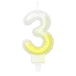 Svíčka číslice '3' pastelová s držákem (4 druhy)