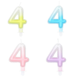 Svíčka číslice '4' pastelová s držákem (4 druhy)