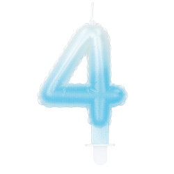 Sviečka číslica '4' pastelová s držiakom (4 druhy)
