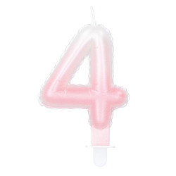 Svíčka číslice '4' pastelová s držákem (4 druhy)