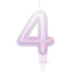 Svíčka číslice '4' pastelová s držákem (4 druhy)