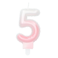 Svíčka číslice '5' pastelová s držákem (4 druhy)