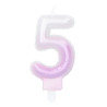 Sviečka číslica '5' pastelová s držiakom (4 druhy)