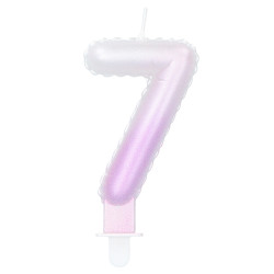 Svíčka číslice '7' pastelová s držákem (4 druhy)