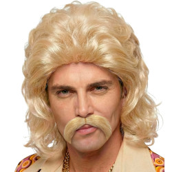 Paruka pánská retro blond s knírem