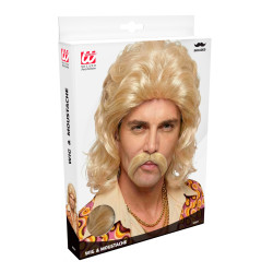 Paruka pánská retro blond s knírem