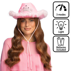 LED klobouk Růžový bandita