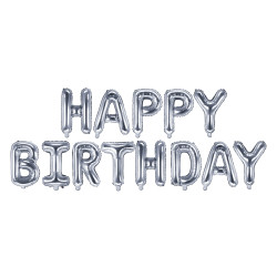 Foliový balónek Happy Birthday stříbrný