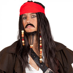 Pirátská paruka se šátkem a korálky
