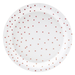 Papírové talířky bílé s tečkami -18 cm - 6ks