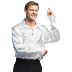 Bílá pánská košile s volánky XXL