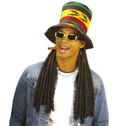 Klobouk Rasta s černými dredy