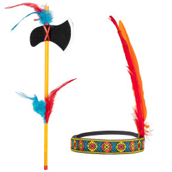 Indiánský set tomahawk s čelenkou