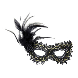 Škraboška černá s peřím