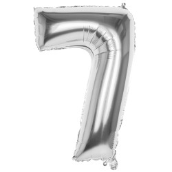 Foliová číslice 7 stříbrná -86 cm
