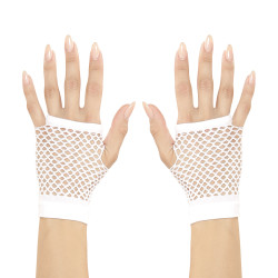 Rukavičky bez prstů bílé síťované krátké