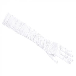 Rukavičky bílé dlouhé nařasené