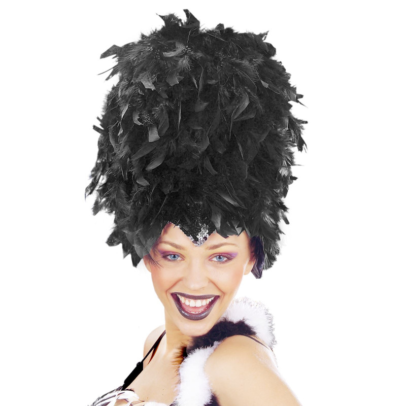 Vysoká péřová pokrývka hlavy černá