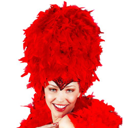 Vysoká péřová pokrývka hlavy červená