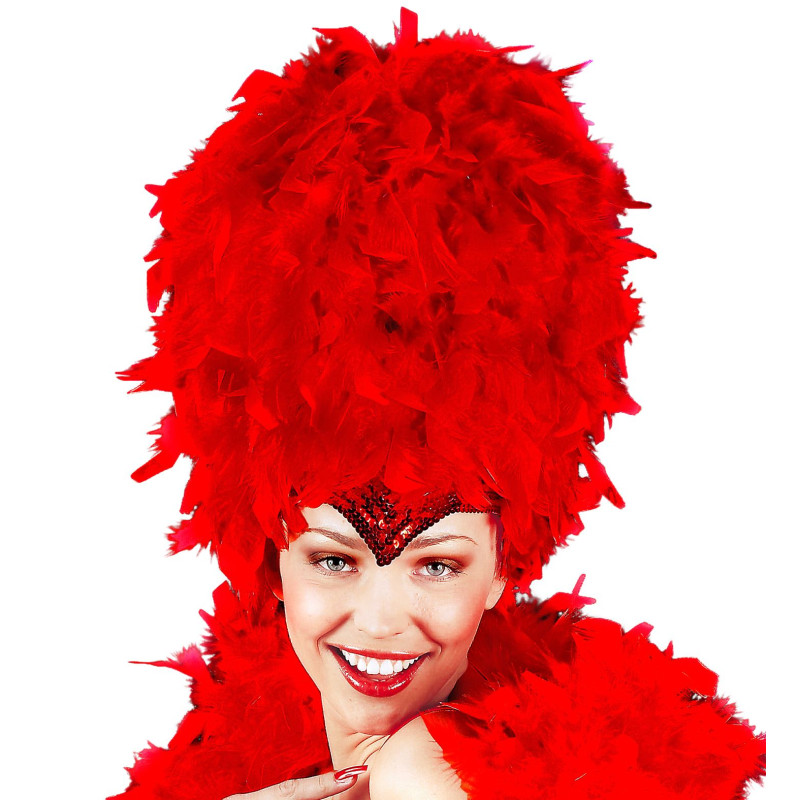 Vysoká péřová pokrývka hlavy červená