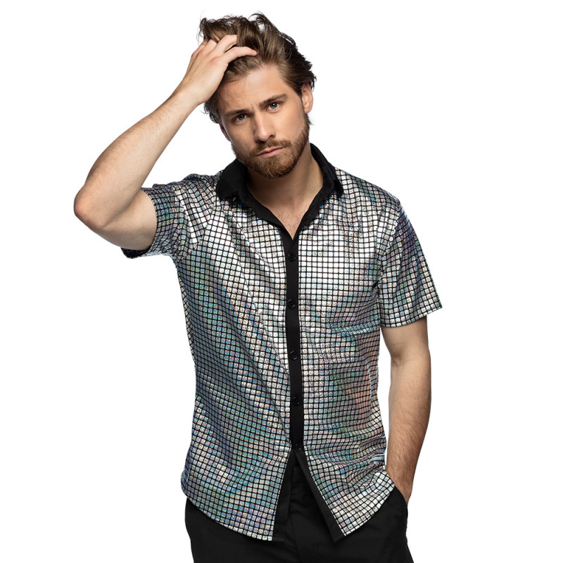 Stříbrná košile Disco velikost XL Stříbrná košile Disco velikost XL