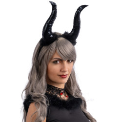 Velké čertovské rohy černé s chloupky