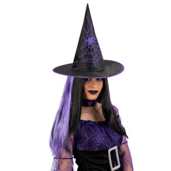 Čarodějnický klobouk s fialovými vlasy