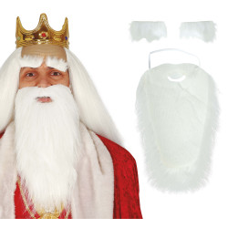 Dlouhé bílé vousy s knírem a obočím