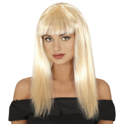 Středně dlouhá paruka mikádo s ofinou blond