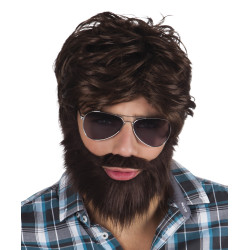 Paruka s vousy hnědá retro