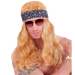 Paruka hippie blond s čelenkou pánská