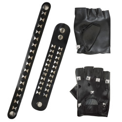 Sada motorkář / rocker černá s cvočky