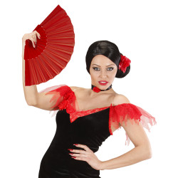 Červený vějíř látkový