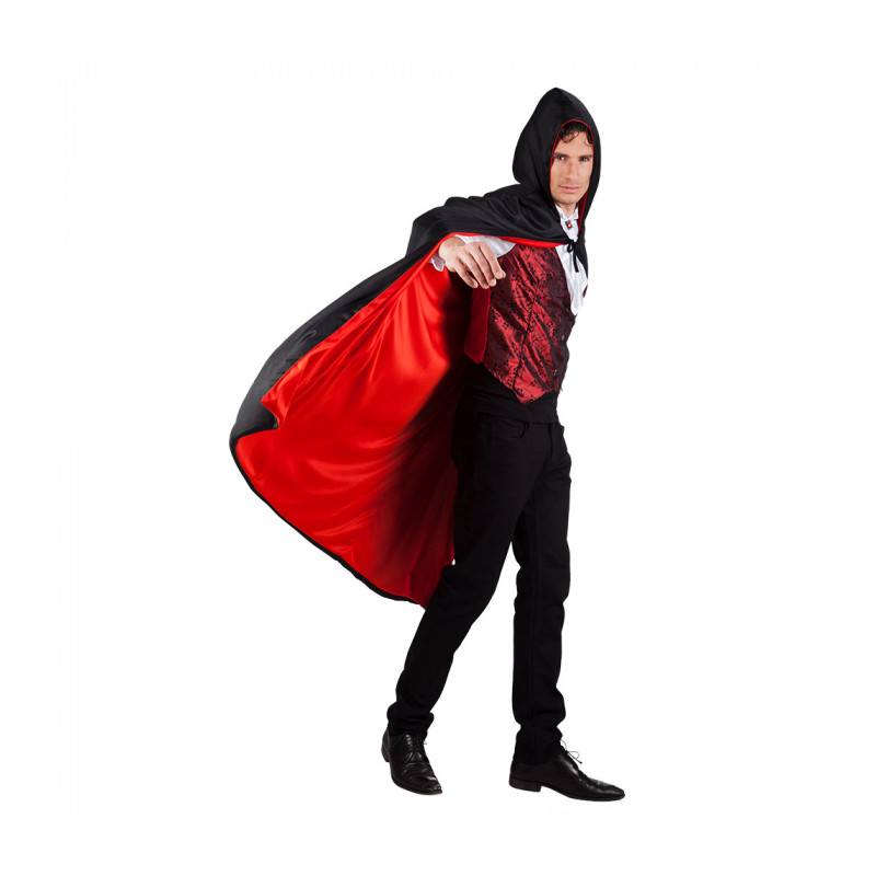 Plášť s kapucí oboustranný černo červený